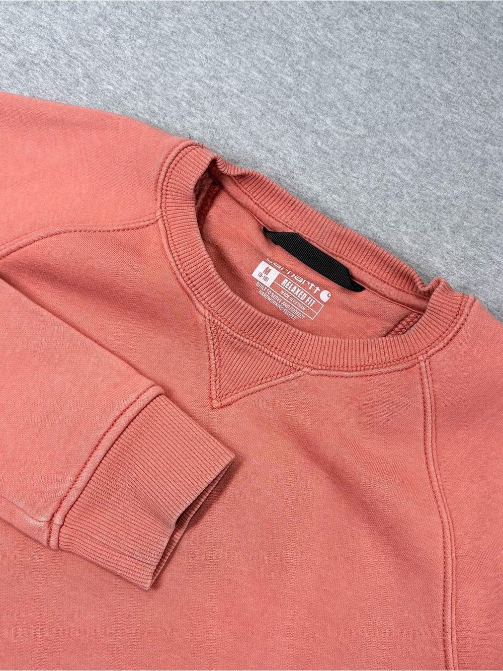 Carhartt Kids Medium 8-10 Salmon Pink Relaxed Fit Raglan Crewneck Sweatshirt Top